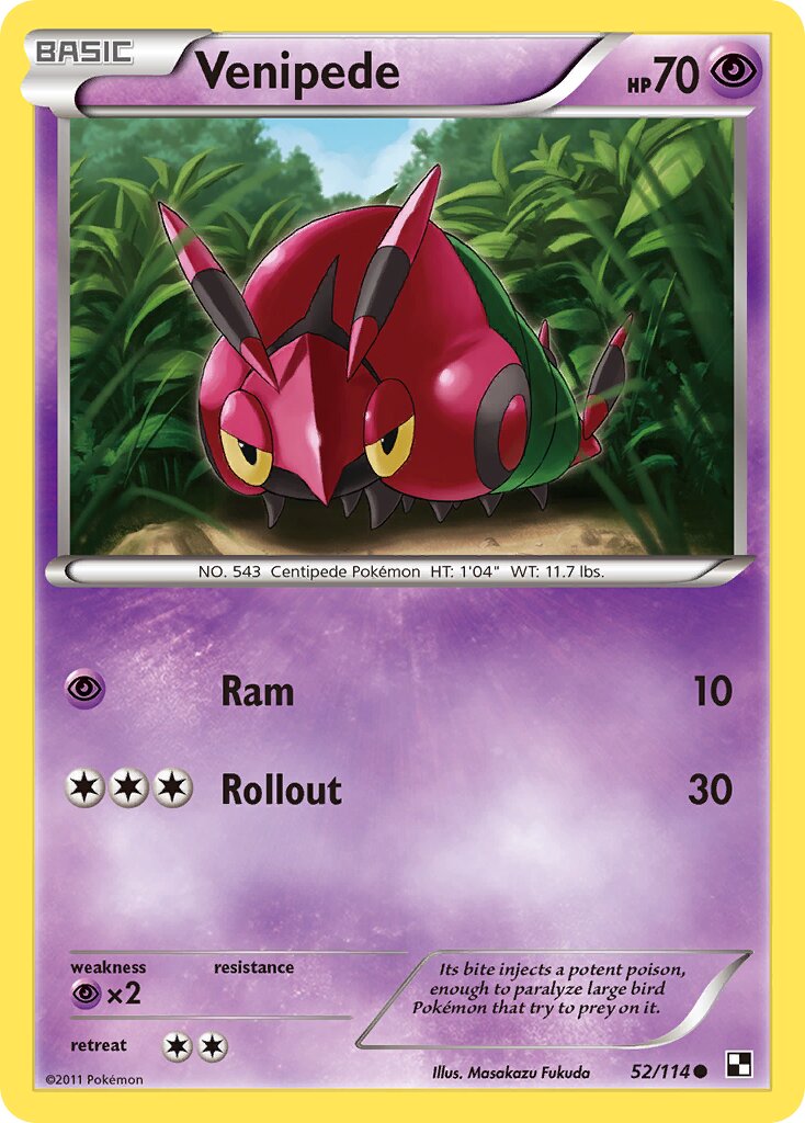 Venipede 052/115 — Black & White (English Pokémon TCG card)