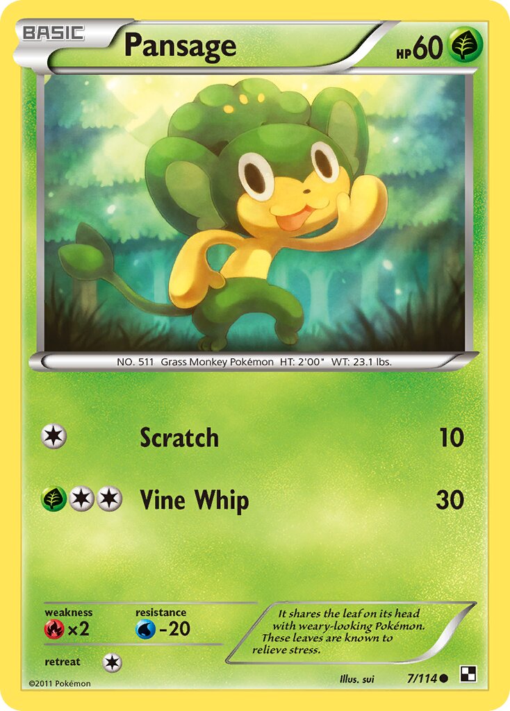 Pansage 007/115 — Black & White (English Pokémon TCG card)