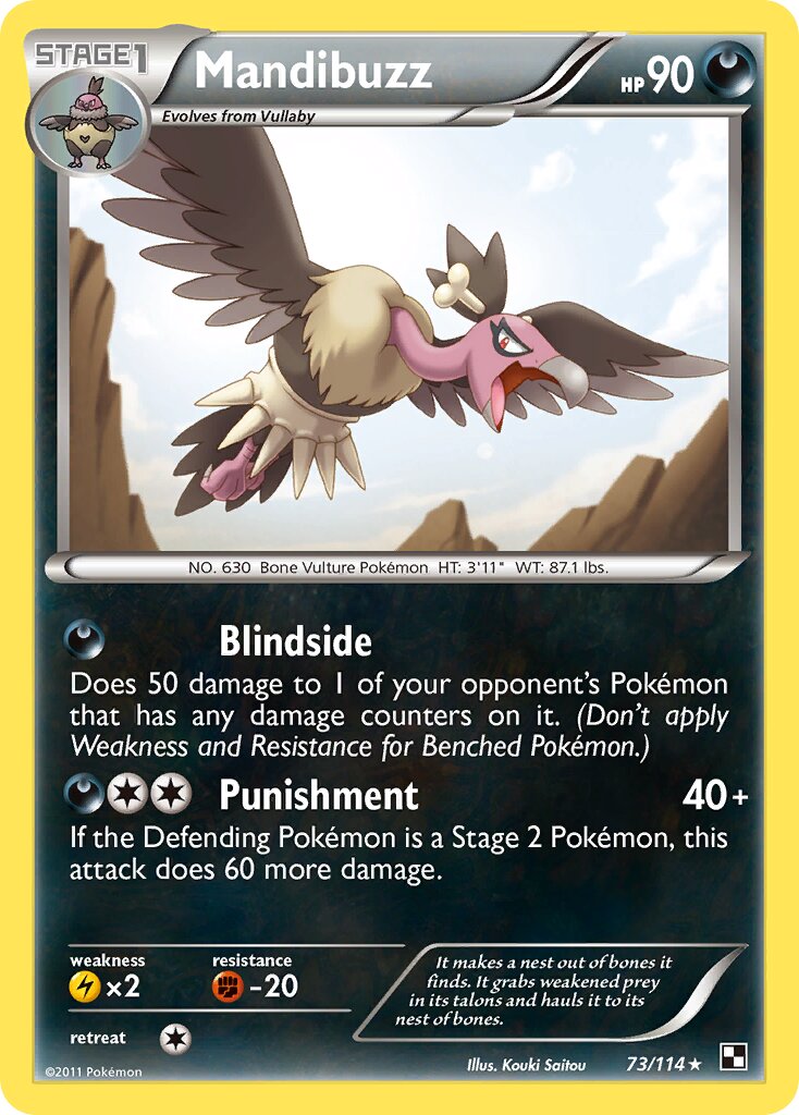 Mandibuzz 073/115 — Black & White (English Pokémon TCG card)