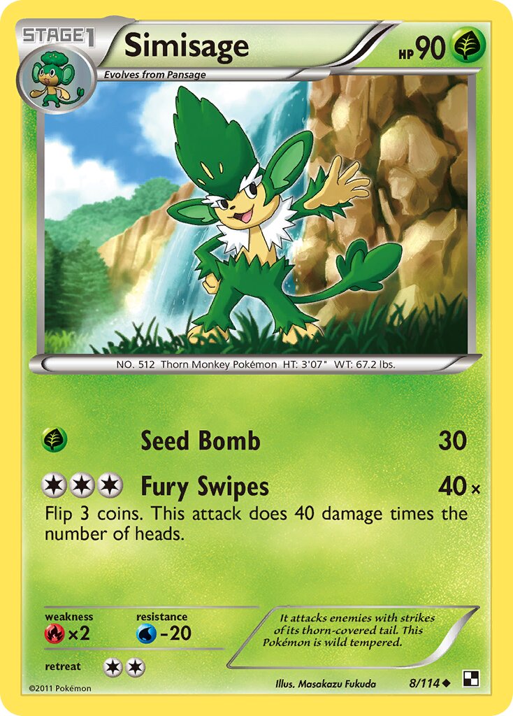 Simisage 008/115 — Black & White (English Pokémon TCG card)