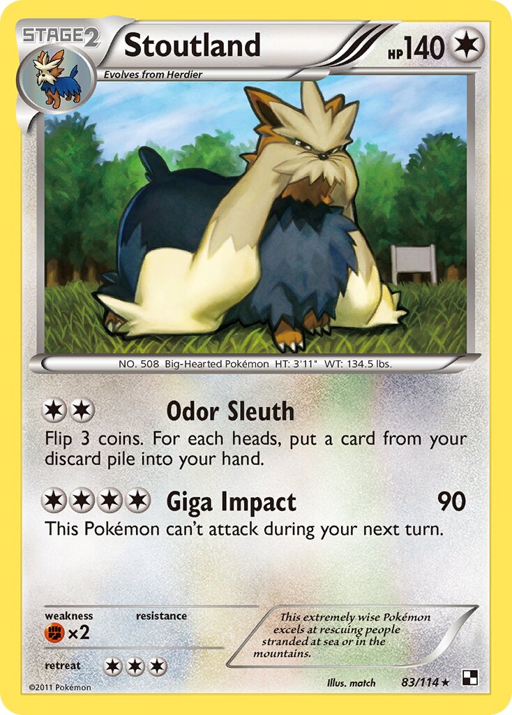 Stoutland 083/115 — Black & White (English Pokémon TCG card)