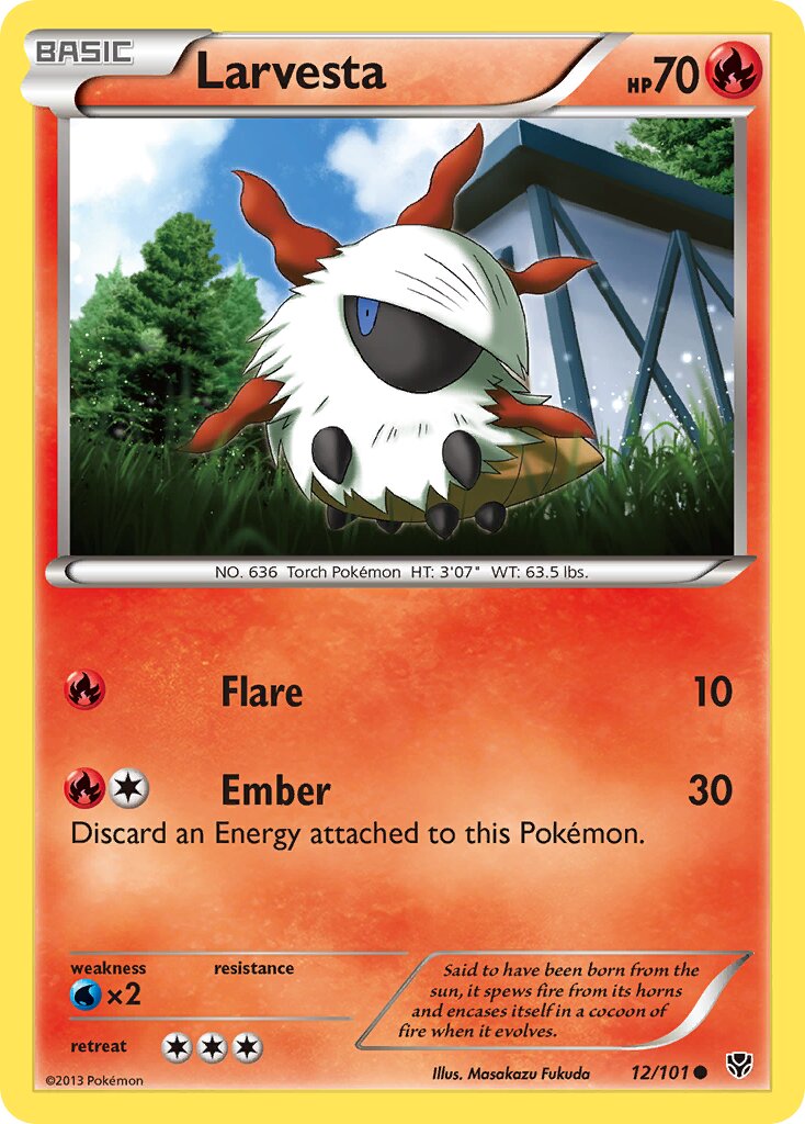 Larvesta 012/105 — Plasma Blast (English Pokémon TCG card)