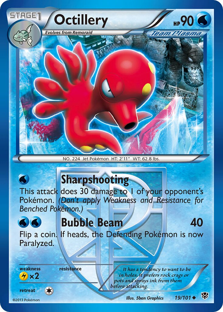 Octillery 019/105 — Plasma Blast (English Pokémon TCG card)