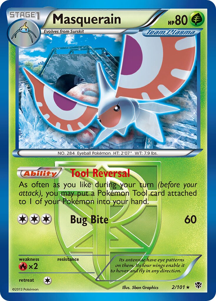 Masquerain 002/105 — Plasma Blast (English Pokémon TCG card)