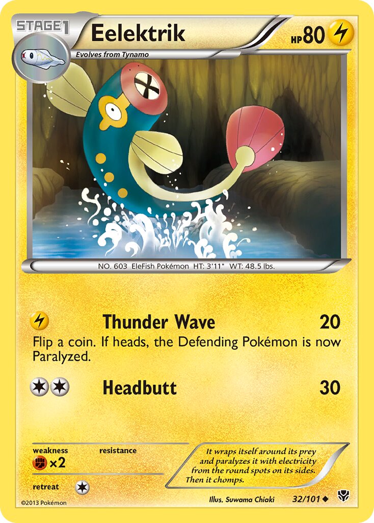 Eelektrik 032/105 — Plasma Blast (English Pokémon TCG card)
