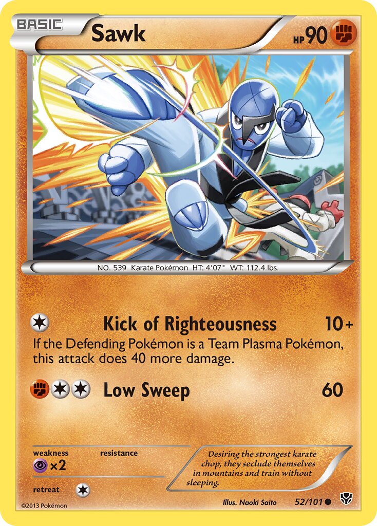 Sawk 052/105 — Plasma Blast (English Pokémon TCG card)