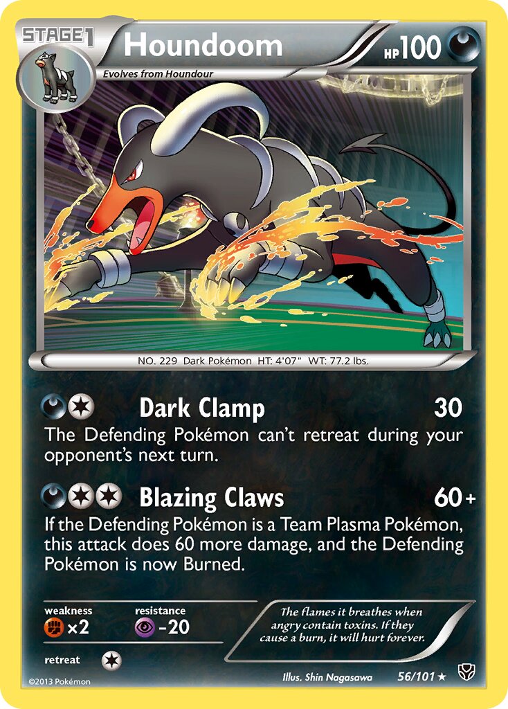 Houndoom 056/105 — Plasma Blast (English Pokémon TCG card)