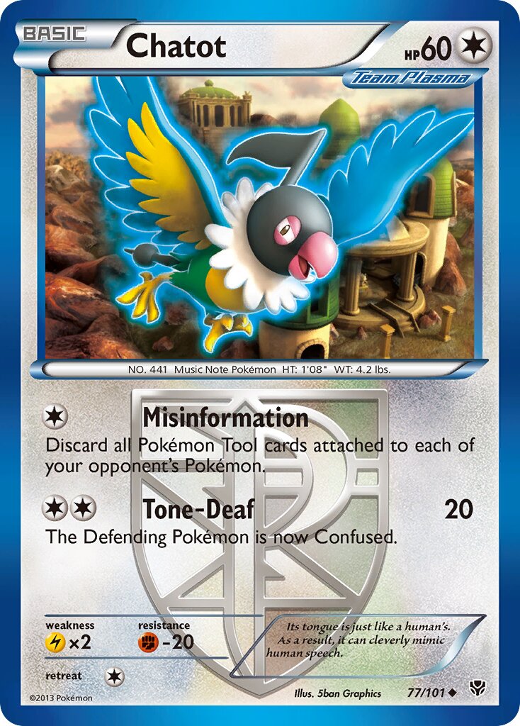 Chatot 077/105 — Plasma Blast (English Pokémon TCG card)