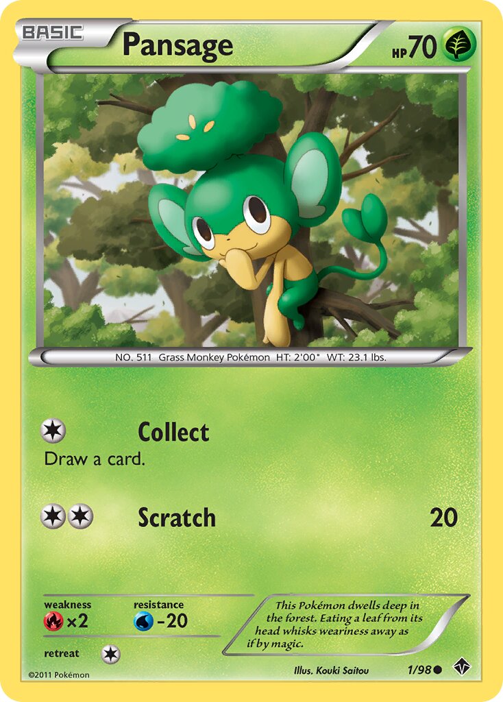 Pansage 001/98 — Emerging Powers (English Pokémon TCG card)