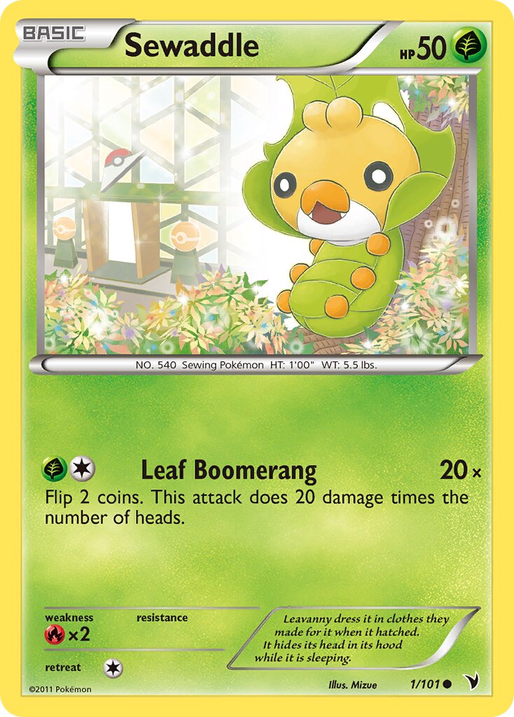 Sewaddle 001/102 — Noble Victories (English Pokémon TCG card)