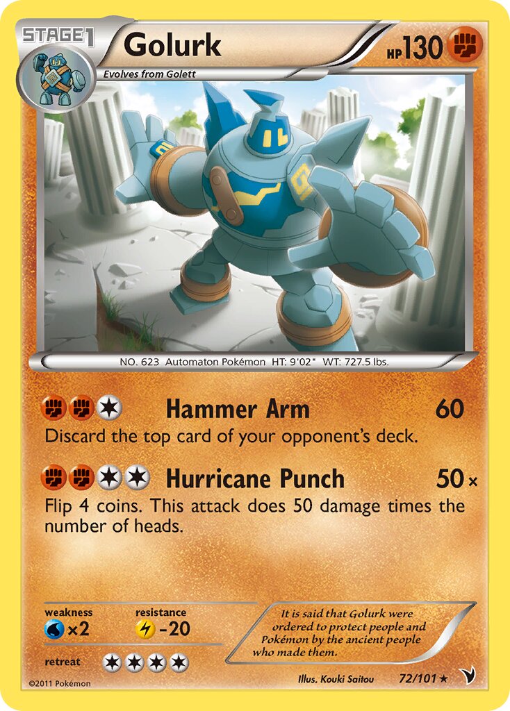 Golurk 072/102 — Noble Victories (English Pokémon TCG card)