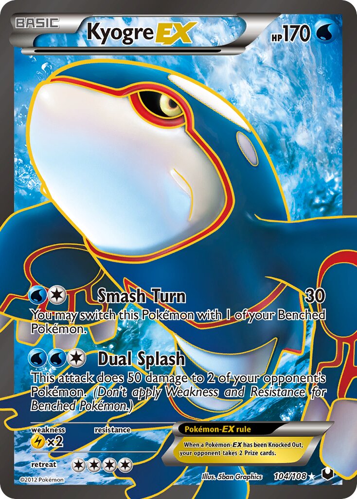 Kyogre-EX 104/111 — Dark Explorers (English Pokémon TCG card)