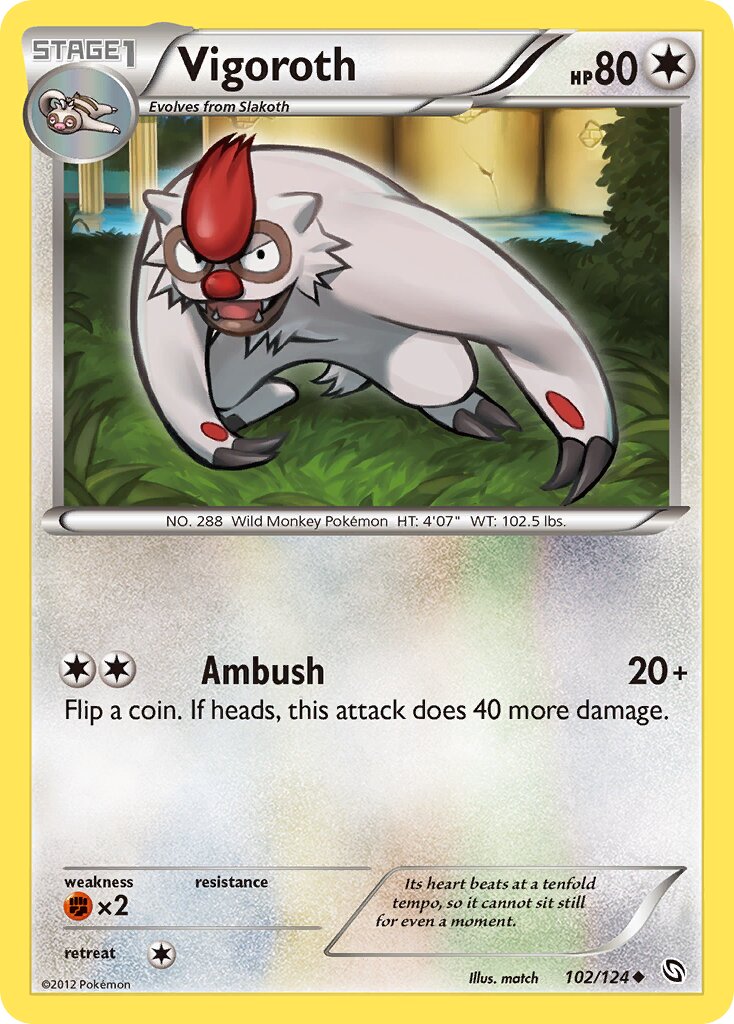 Vigoroth 102/128 — Dragons Exalted (English Pokémon TCG card)