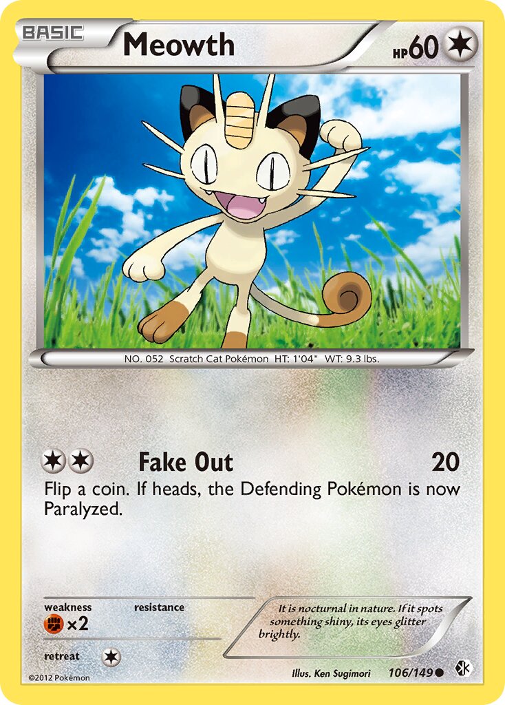 Meowth 106/153 — Boundaries Crossed (English Pokémon TCG card)