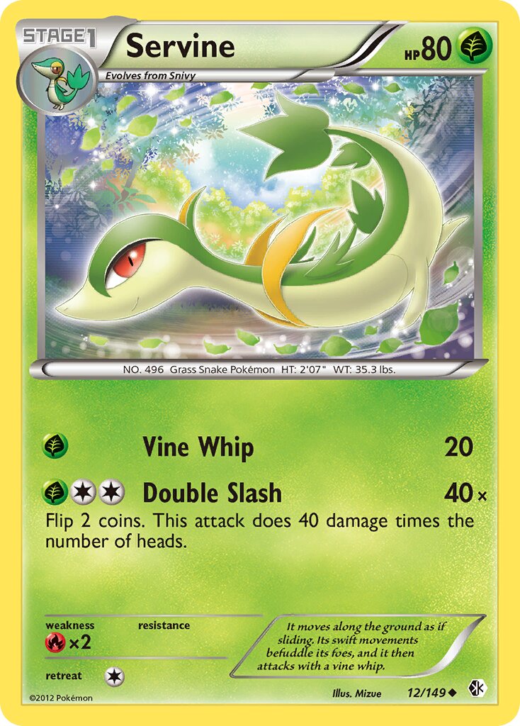 Servine 012/153 — Boundaries Crossed (English Pokémon TCG card)
