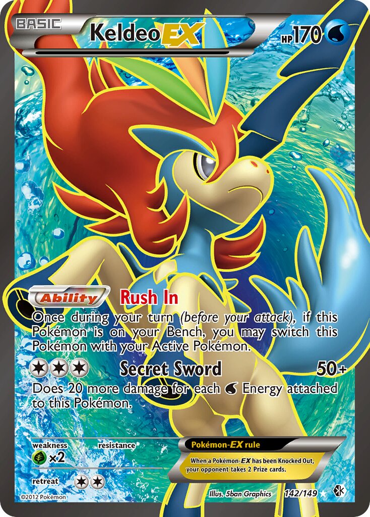 Keldeo-EX 142/153 — Boundaries Crossed (English Pokémon TCG card)