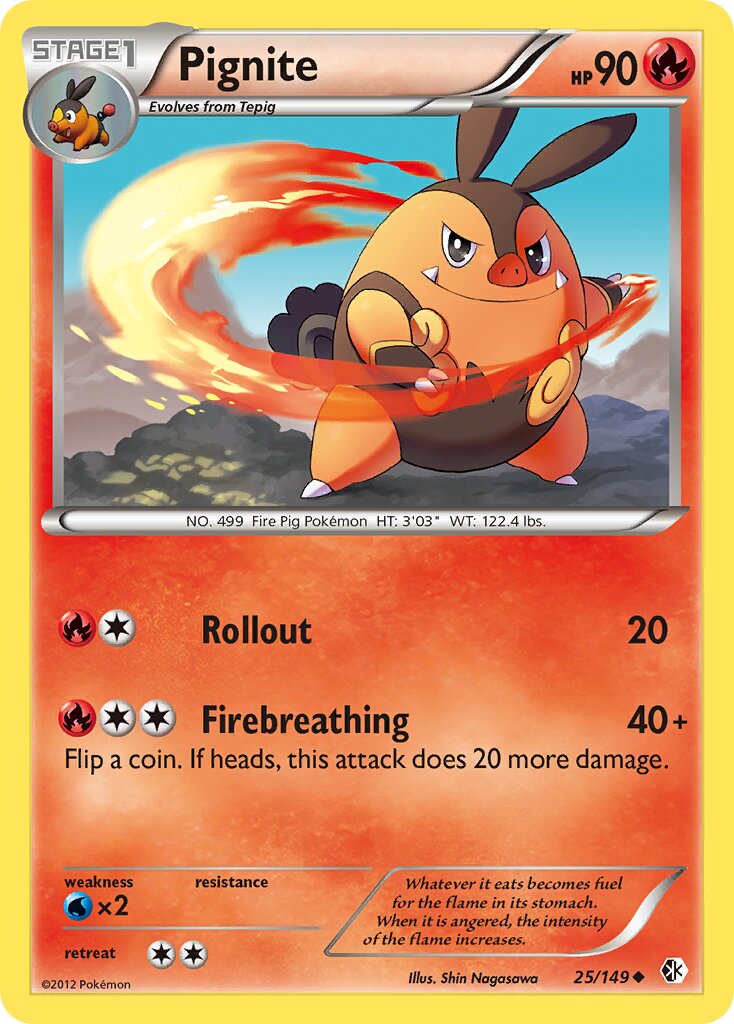 Pignite 025/153 — Boundaries Crossed (English Pokémon TCG card)