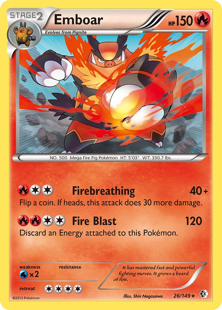 Emboar 026/153 — Boundaries Crossed (English Pokémon TCG card)