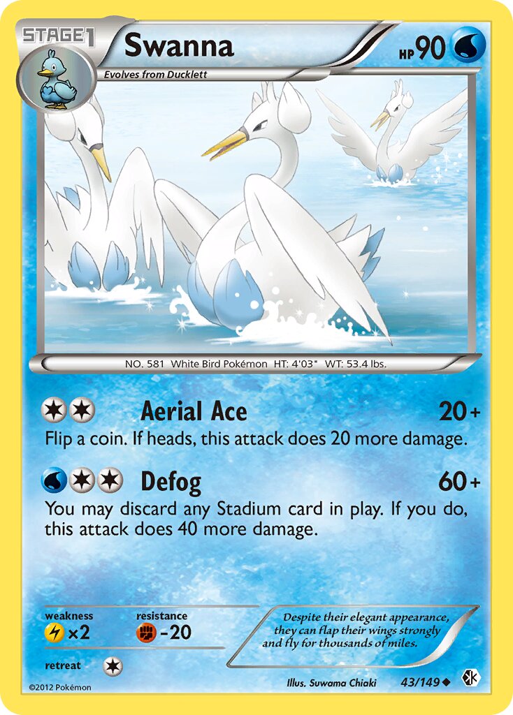 Swanna 043/153 — Boundaries Crossed (English Pokémon TCG card)
