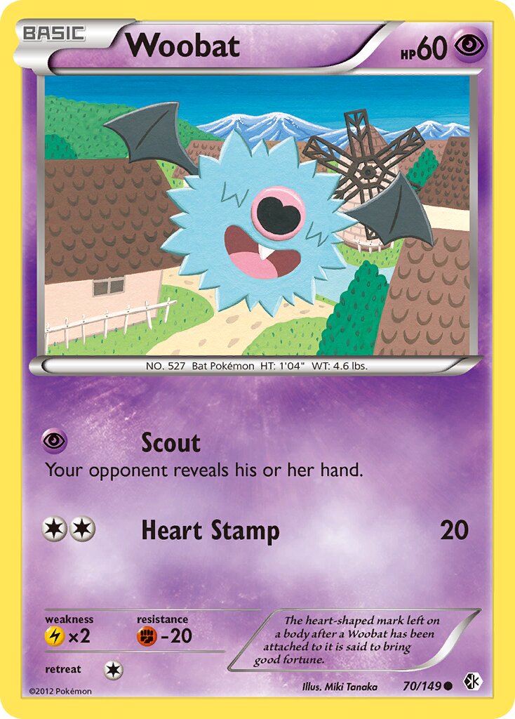 Woobat 070/153 — Boundaries Crossed (English Pokémon TCG card)