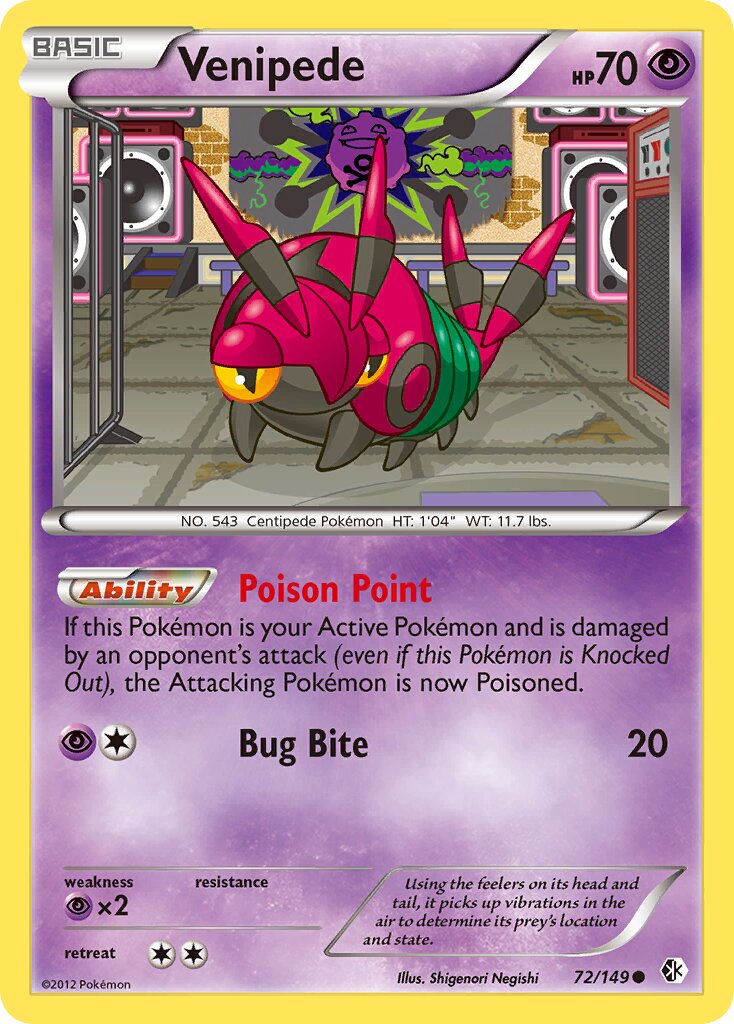 Venipede 072/153 — Boundaries Crossed (English Pokémon TCG card)