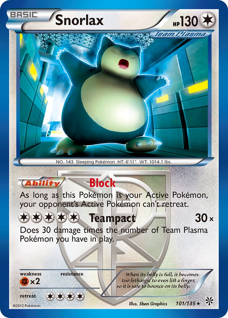 Snorlax 101/138 — Plasma Storm (English Pokémon TCG card)