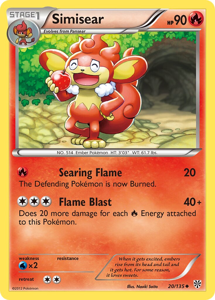 Simisear 020/138 — Plasma Storm (English Pokémon TCG card)