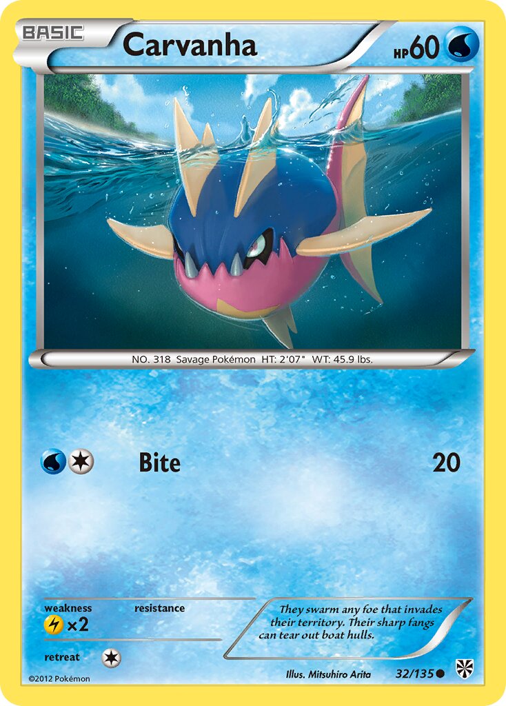 Carvanha 032/138 — Plasma Storm (English Pokémon TCG card)