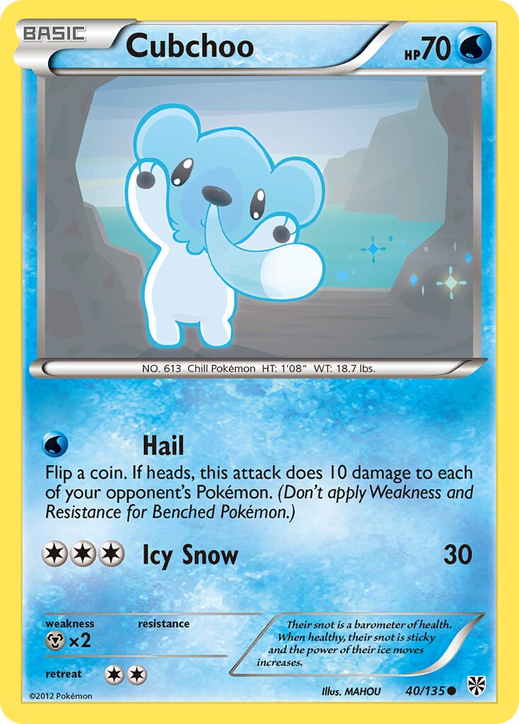 Cubchoo 040/138 — Plasma Storm (English Pokémon TCG card)