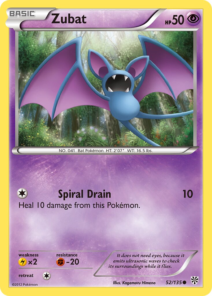 Zubat 052/138 — Plasma Storm (English Pokémon TCG card)