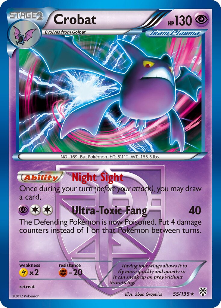 Crobat 055/138 — Plasma Storm (English Pokémon TCG card)