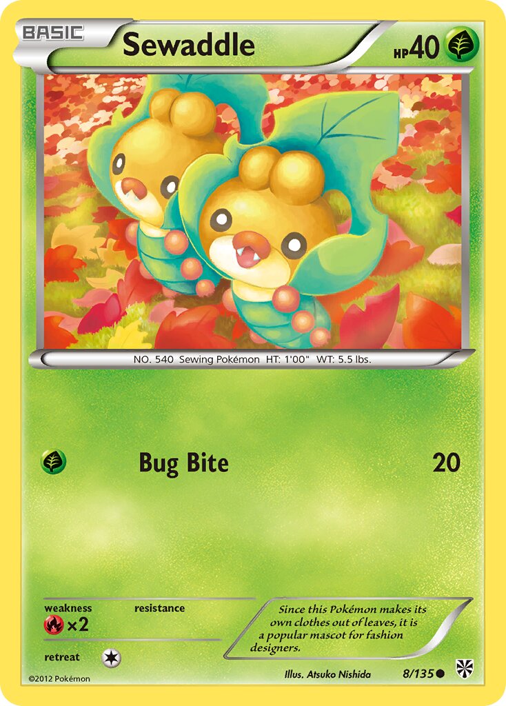 Sewaddle 008/138 — Plasma Storm (English Pokémon TCG card)