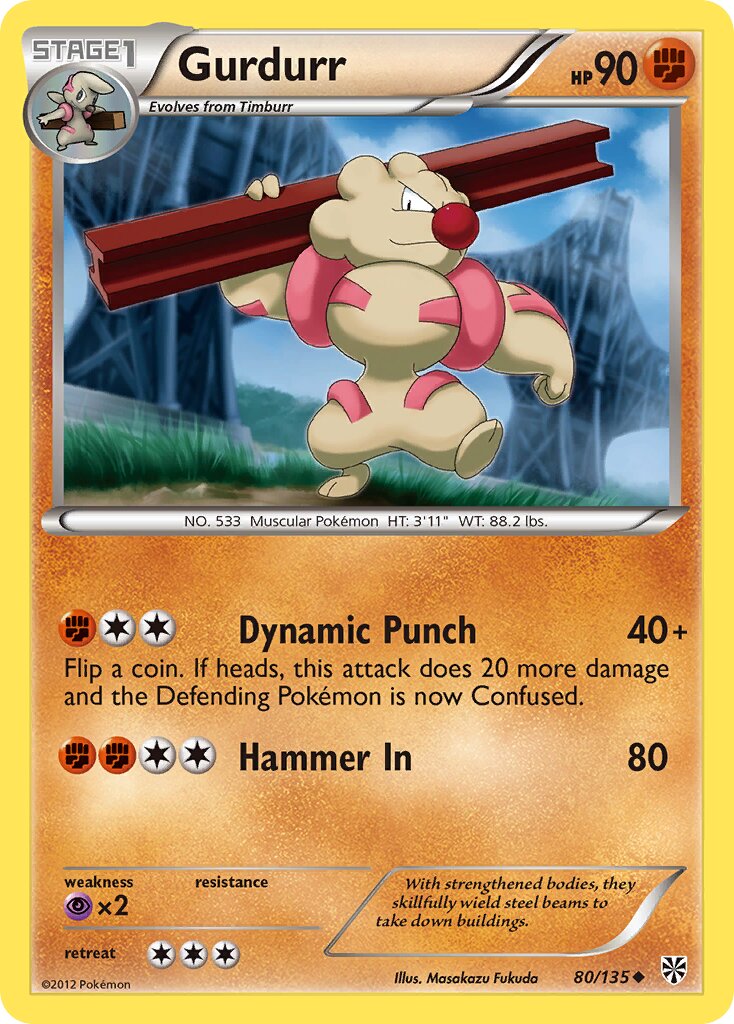 Gurdurr 080/138 — Plasma Storm (English Pokémon TCG card)