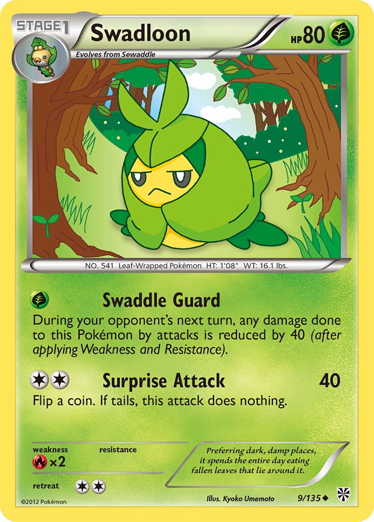 Swadloon 009/138 — Plasma Storm (English Pokémon TCG card)