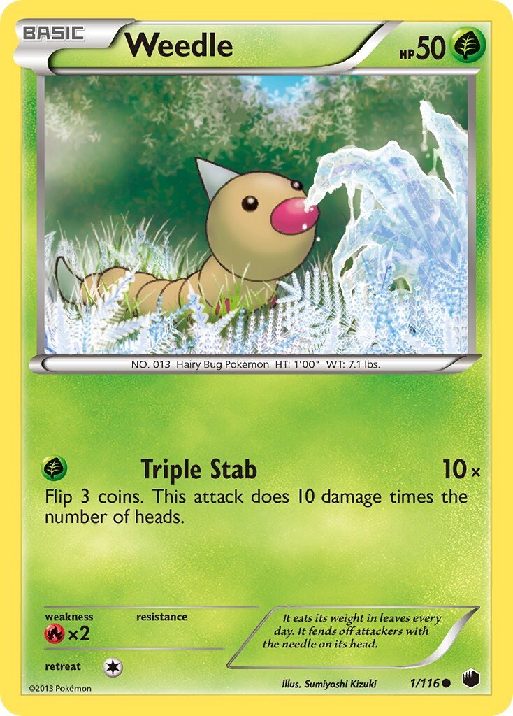 Weedle 001/122 — Plasma Freeze (English Pokémon TCG card)