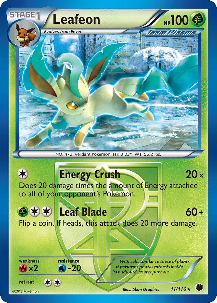 Leafeon 011/122 — Plasma Freeze (English Pokémon TCG card)