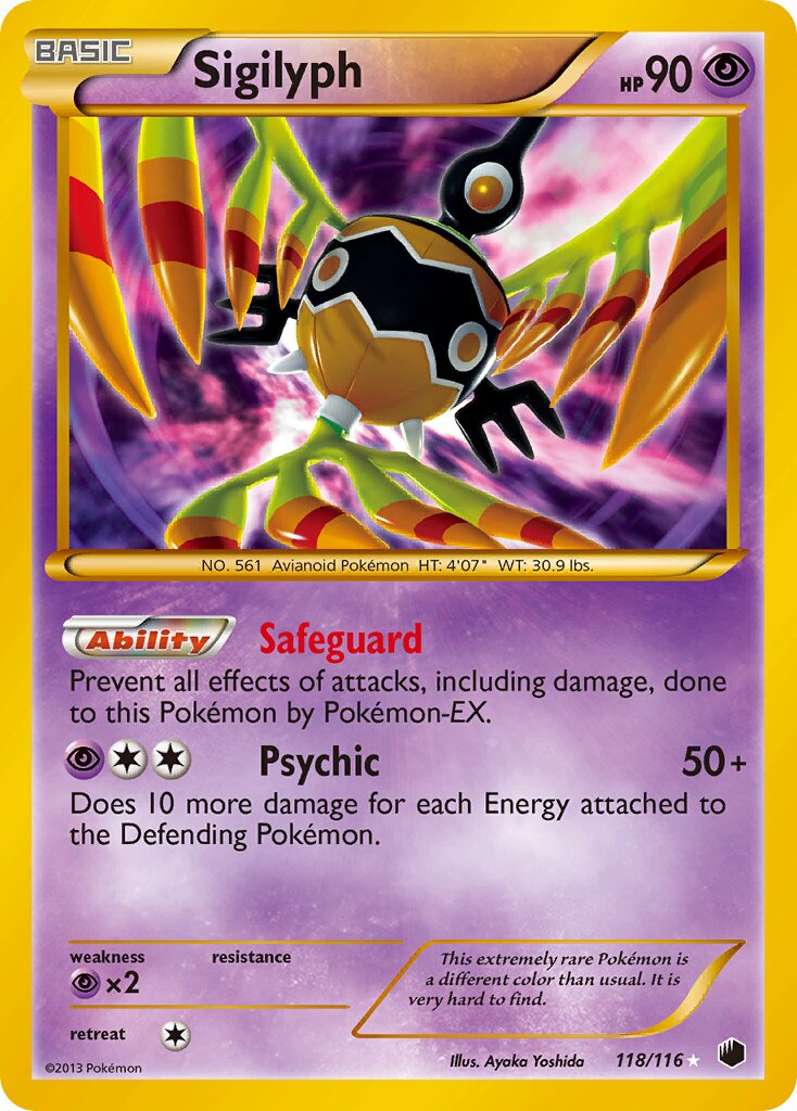 Sigilyph 118/122 — Plasma Freeze (English Pokémon TCG card)