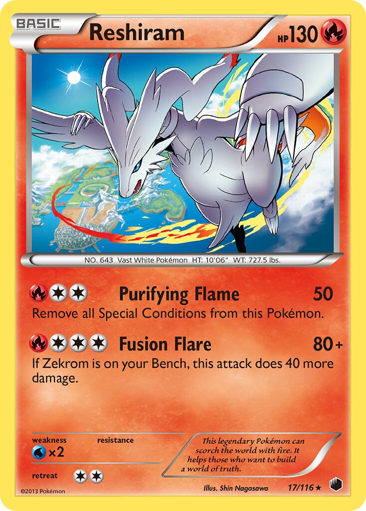 Reshiram 017/122 — Plasma Freeze (English Pokémon TCG card)