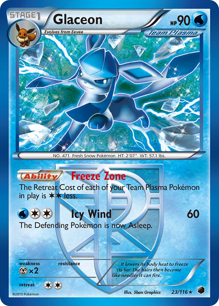 Glaceon 023/122 — Plasma Freeze (English Pokémon TCG card)