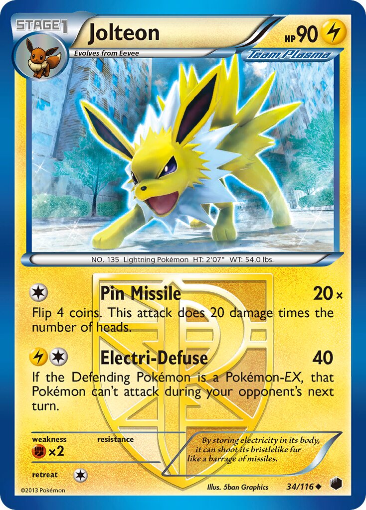 Jolteon 034/122 — Plasma Freeze (English Pokémon TCG card)