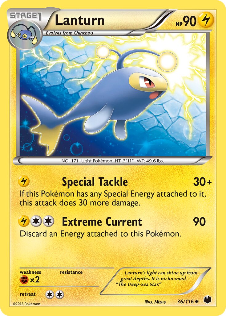 Lanturn 036/122 — Plasma Freeze (English Pokémon TCG card)