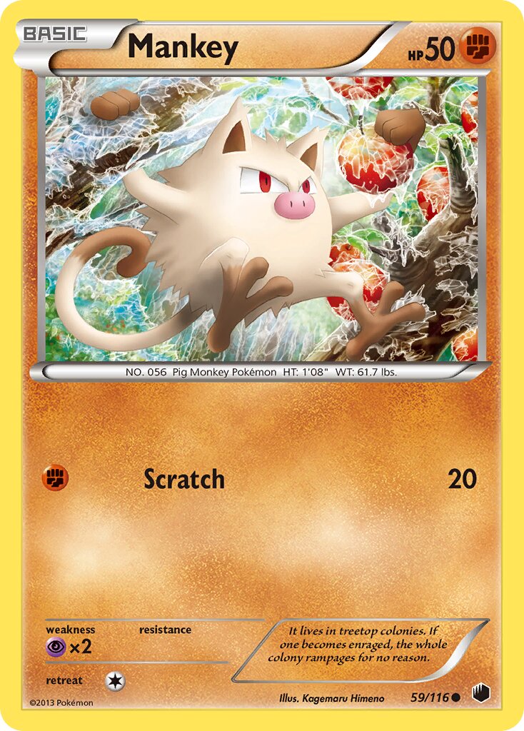 Mankey 059/122 — Plasma Freeze (English Pokémon TCG card)