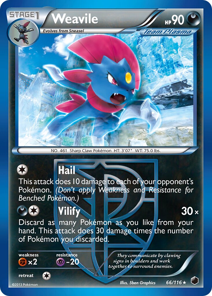 Weavile 066/122 — Plasma Freeze (English Pokémon TCG card)