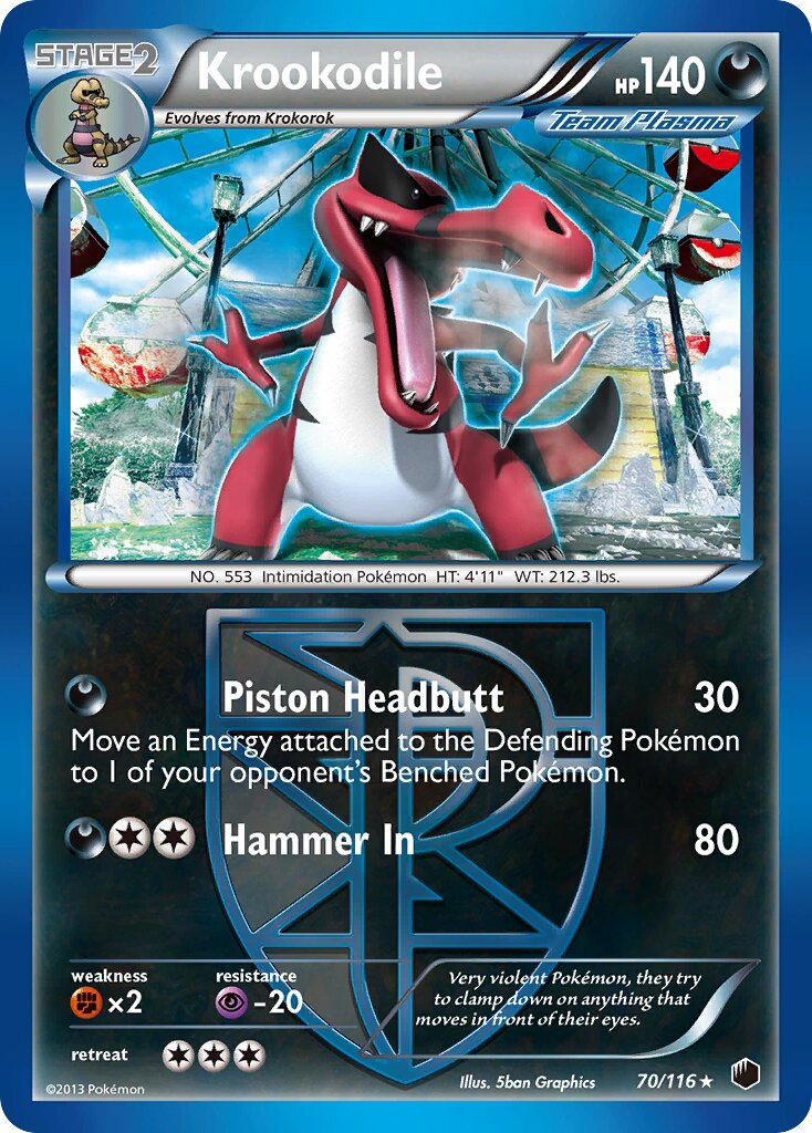 Krookodile 070/122 — Plasma Freeze (English Pokémon TCG card)