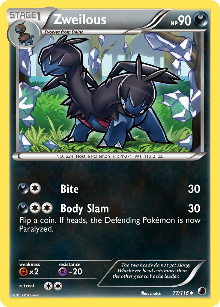 Zweilous 077/122 — Plasma Freeze (English Pokémon TCG card)