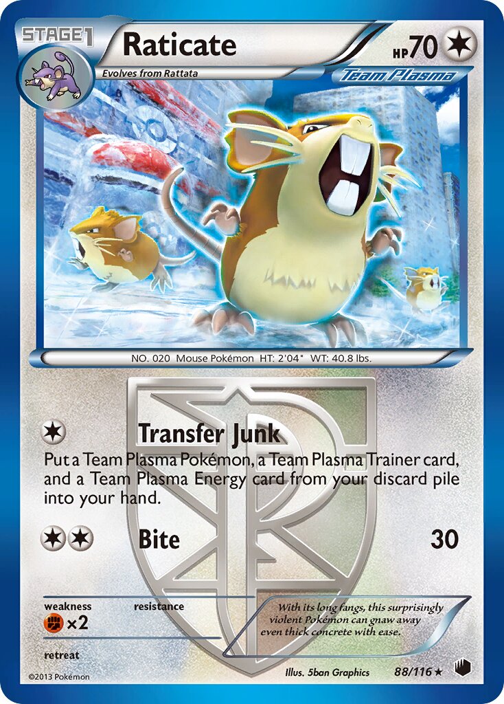 Raticate 088/122 — Plasma Freeze (English Pokémon TCG card)