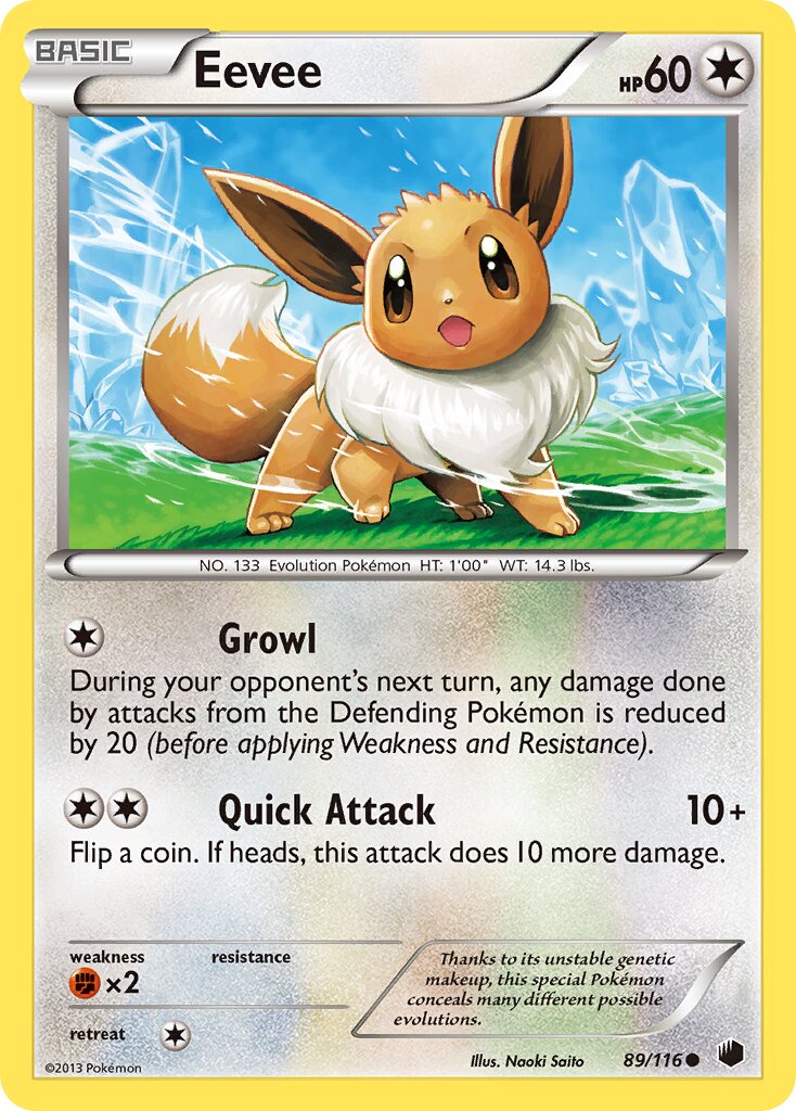 Eevee 089/122 — Plasma Freeze (English Pokémon TCG card)