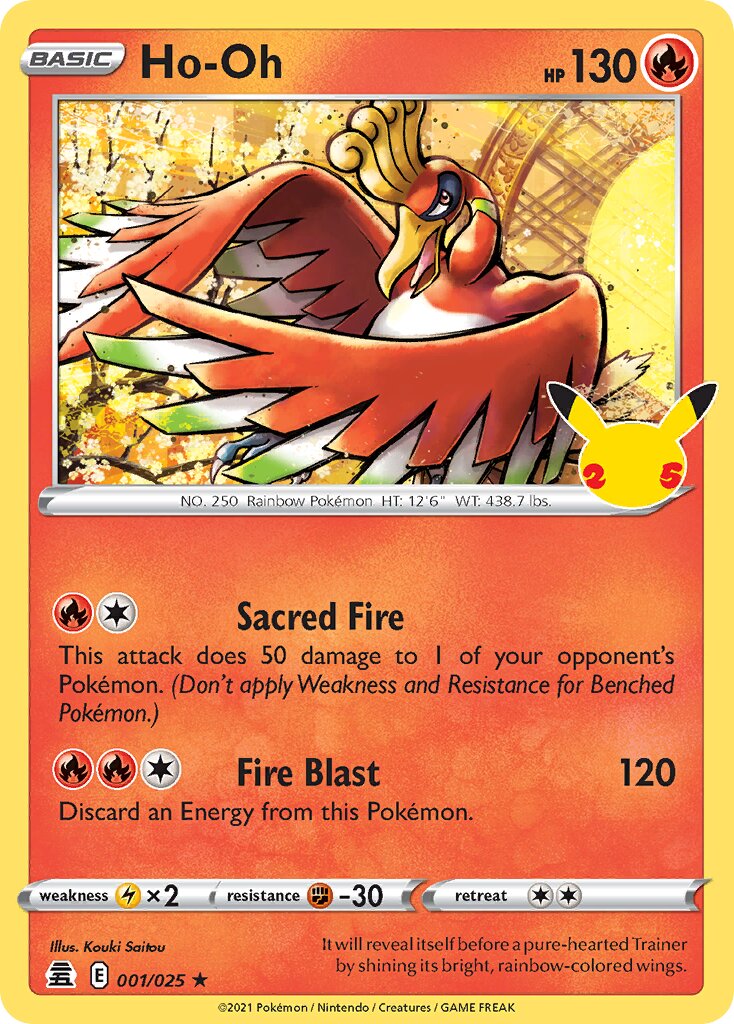 Ho-Oh 001/50 — Celebrations (English Pokémon TCG card)