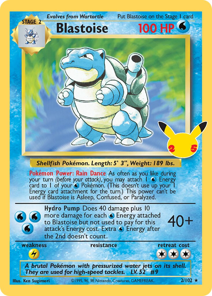 Blastoise 002/50 — Celebrations (English Pokémon TCG card)