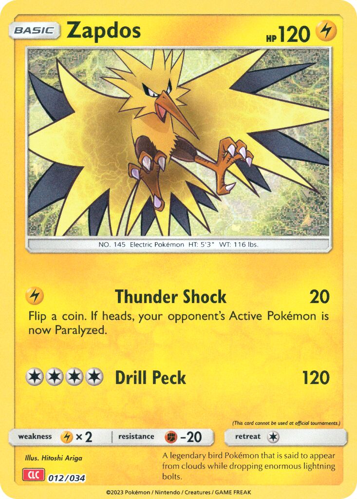 Zapdos 012 — Pokémon TCG Classic (Charizard) (English Pokémon TCG card)